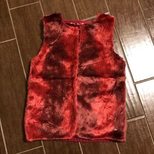 Tommy Hilfiger girls large red berry fur vest